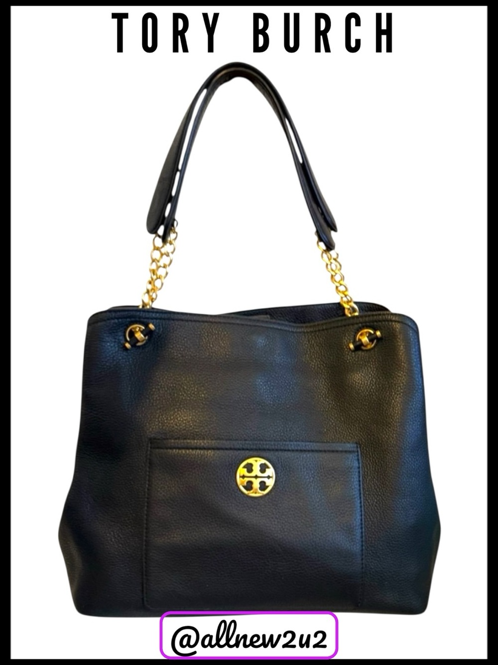 Tory Burch 2 Pc Chelsea Slouchy Leather Tote Wallet Pebble Leather